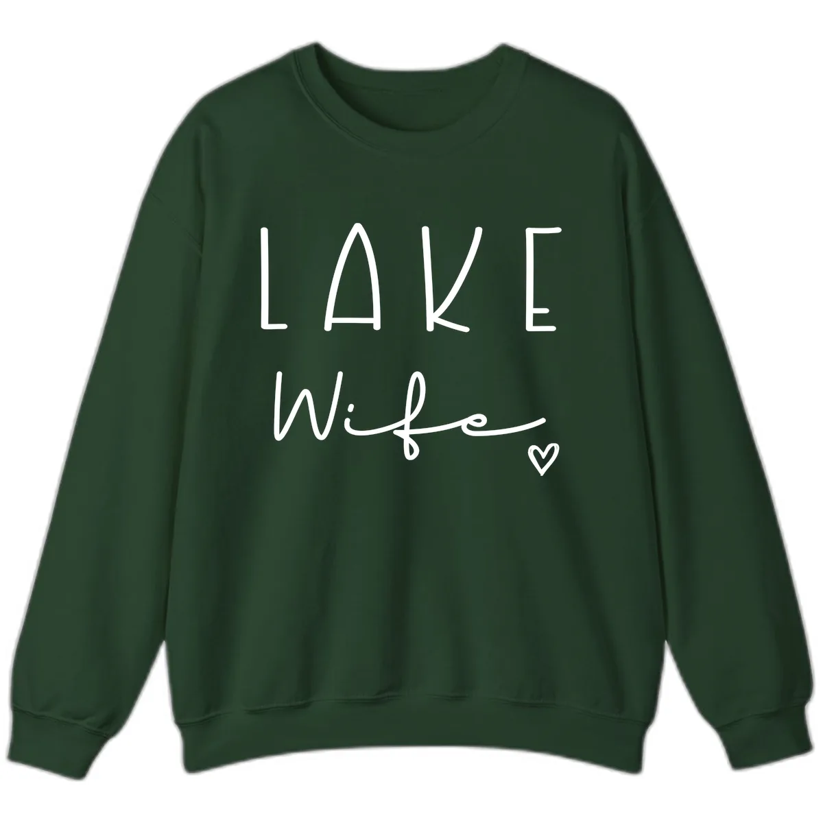 Lake Wife Typography Design Sweatshirt in Forest Green