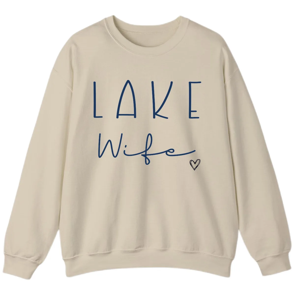 Lake Wife Typography Design Sweatshirt in Sand