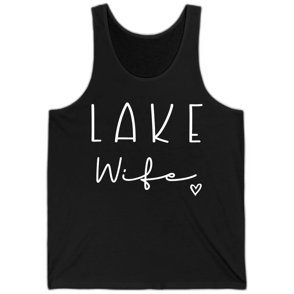 Lake Wife Typography Design Tank in Black