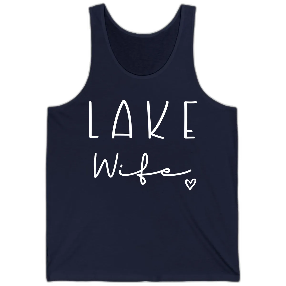 Lake Wife Typography Design Tank in Navy
