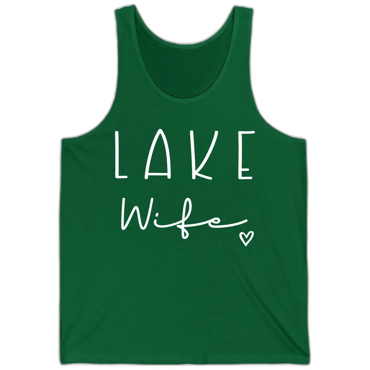 Lake Wife Typography Design Tank in Kelly