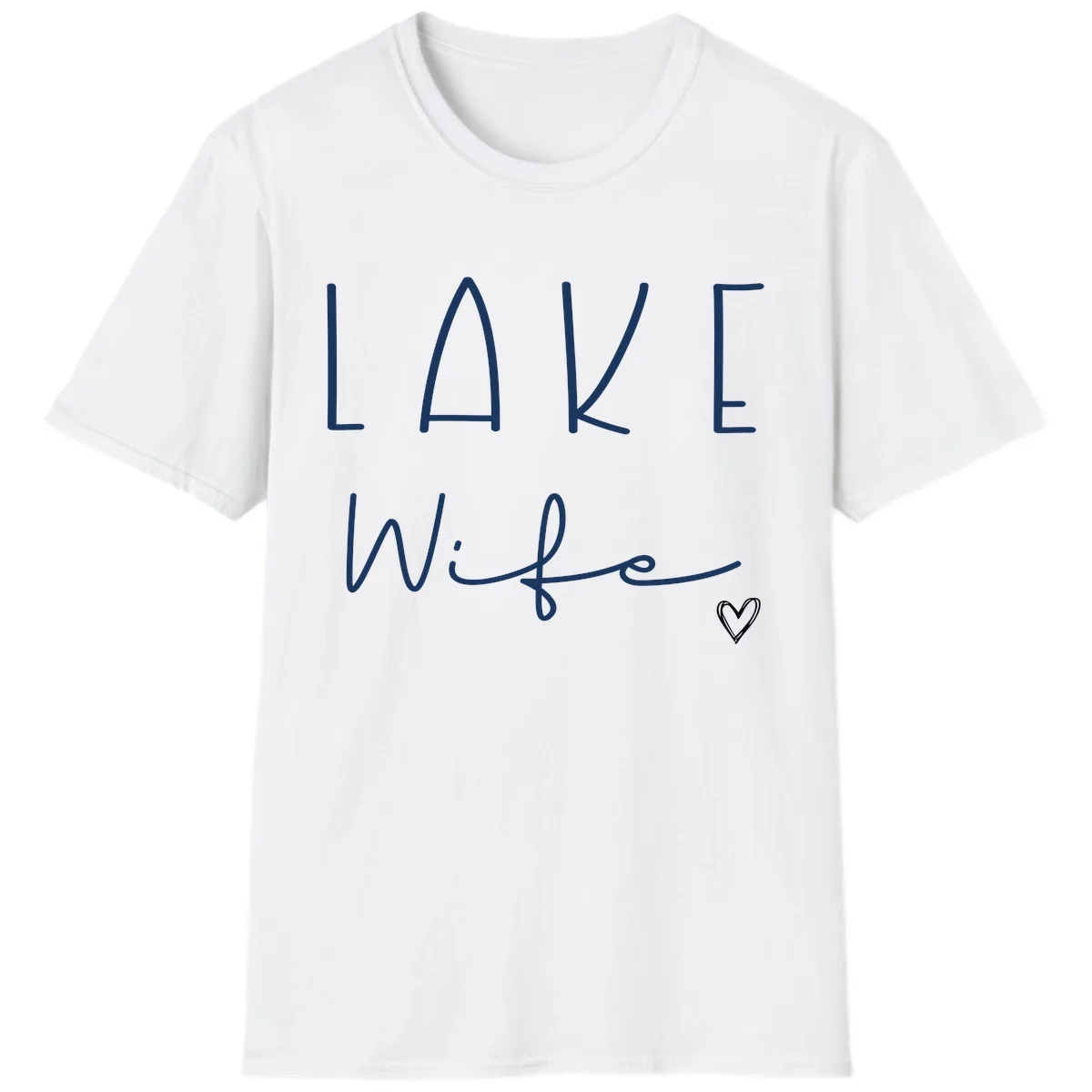 Lake Wife Typography Design T-Shirt in White
