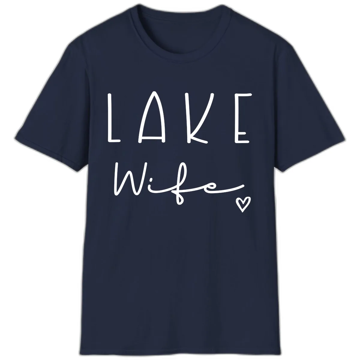 Lake Wife Typography Design T-Shirt in Navy