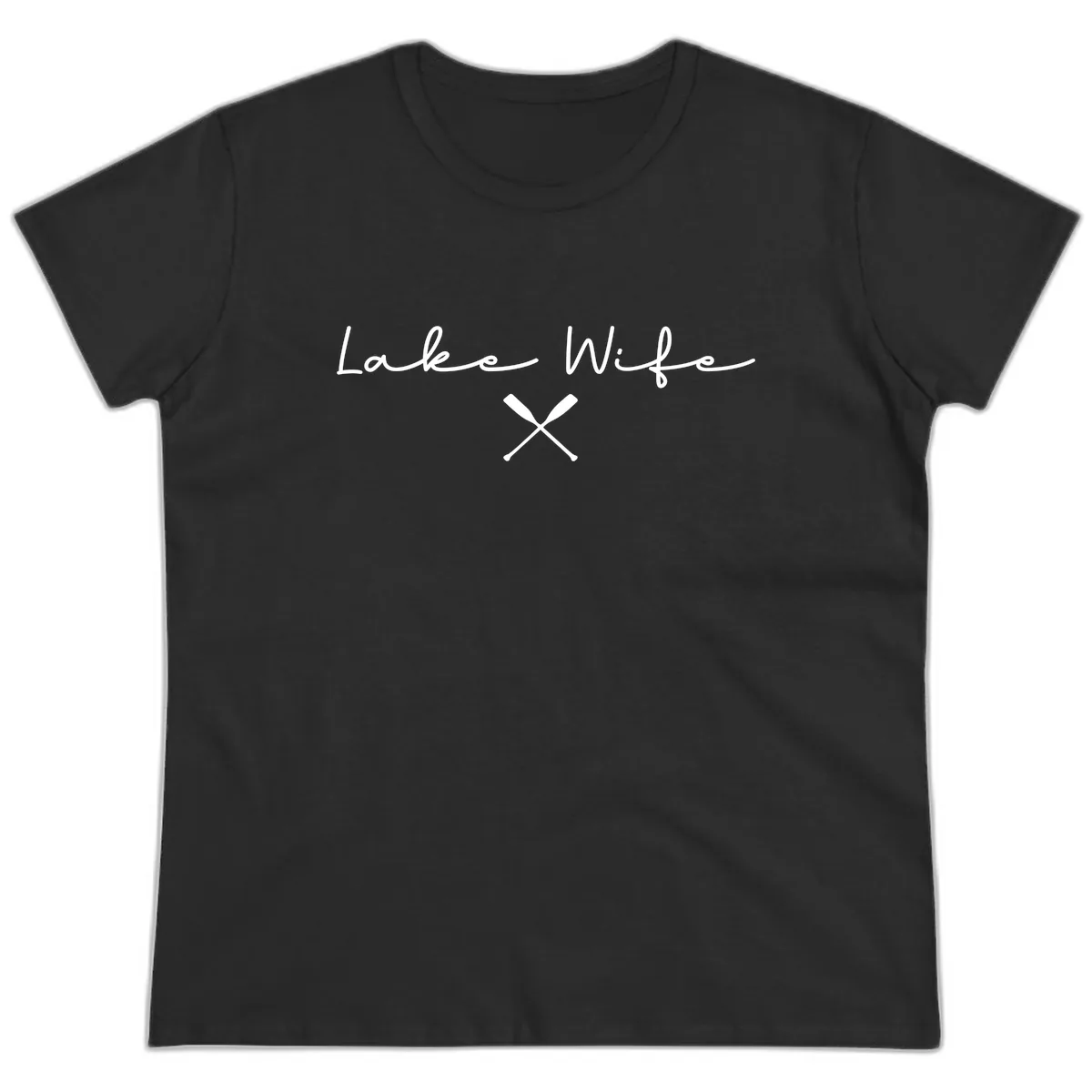 Lake Wife Nautical Design Ladies Tee in Black
