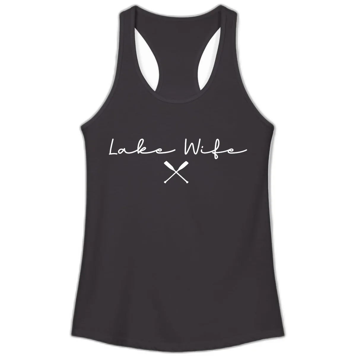 Lake Wife Nautical Design Ladies Tank in Black