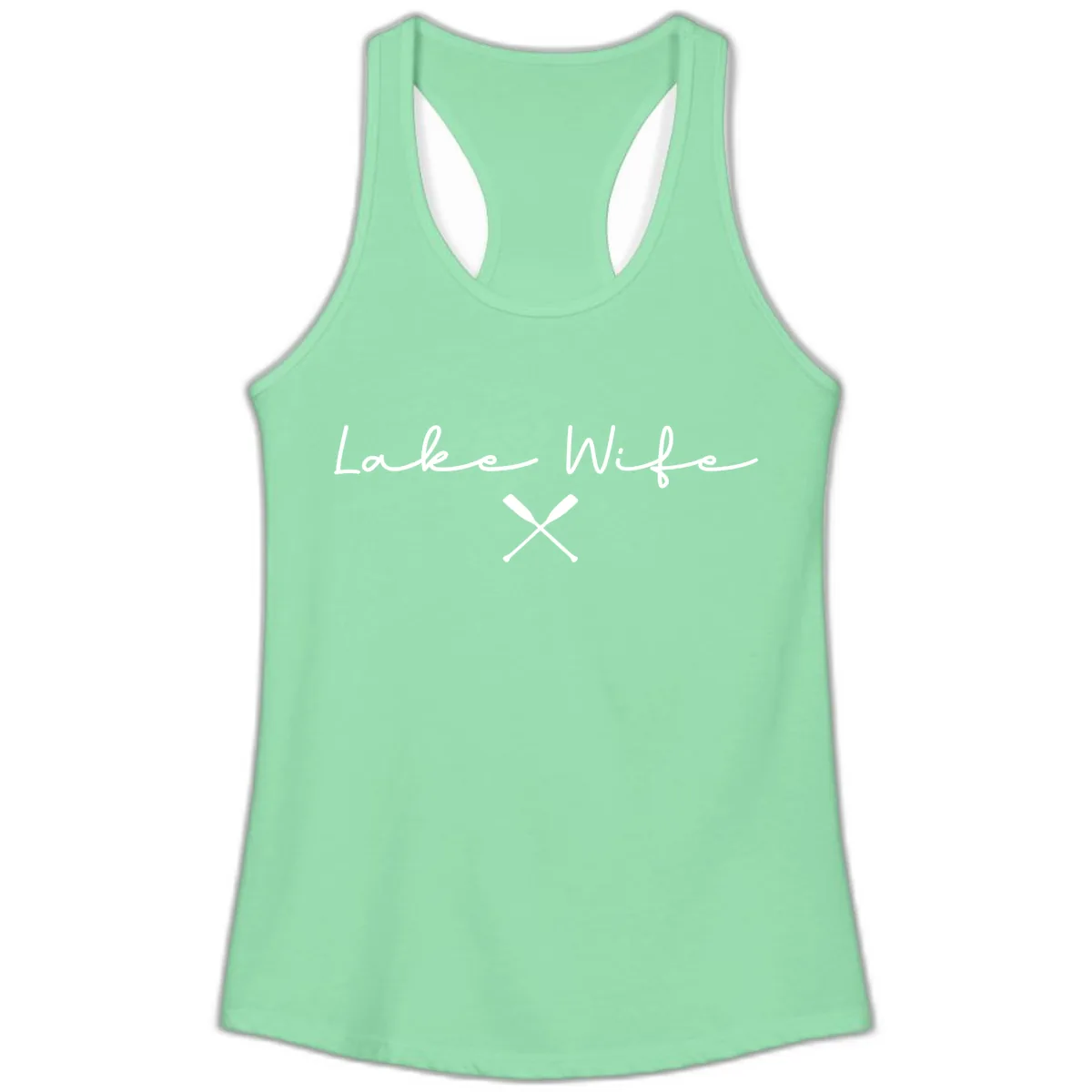 Lake Wife Nautical Design Ladies Tank in Solid Mint