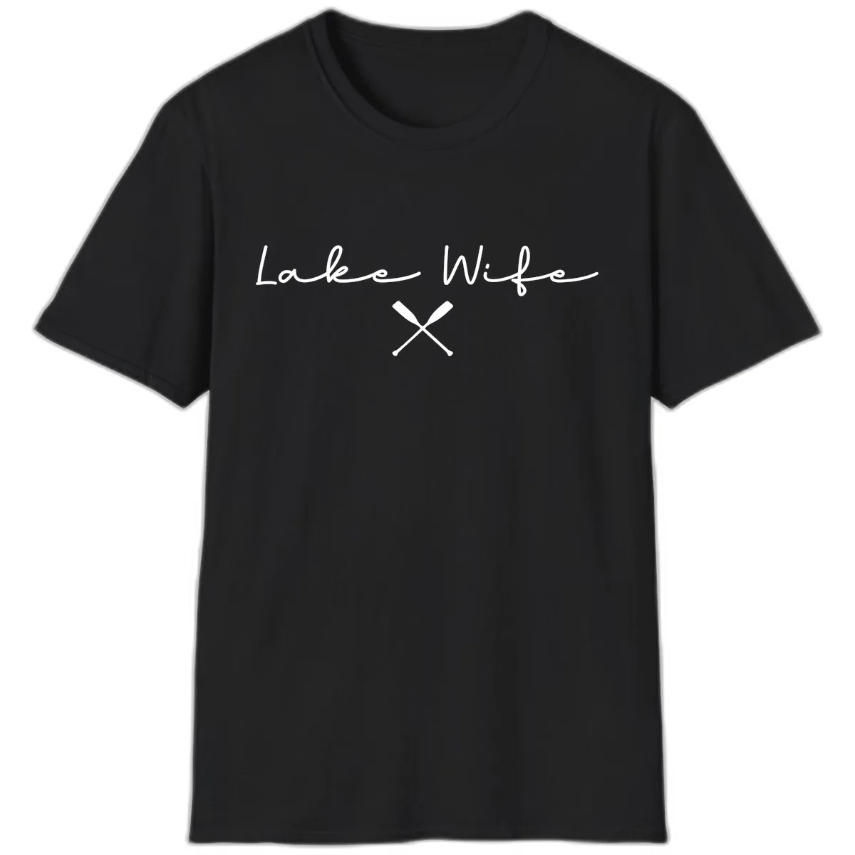 Lake Wife Nautical Design T-Shirt in Black