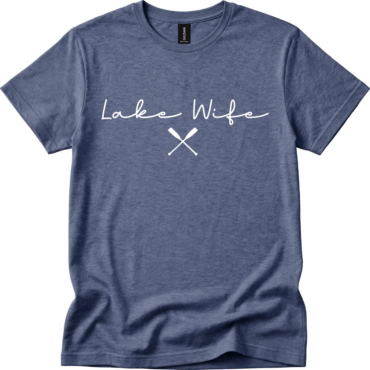Lake Wife Nautical Design T-Shirt in Heather Navy