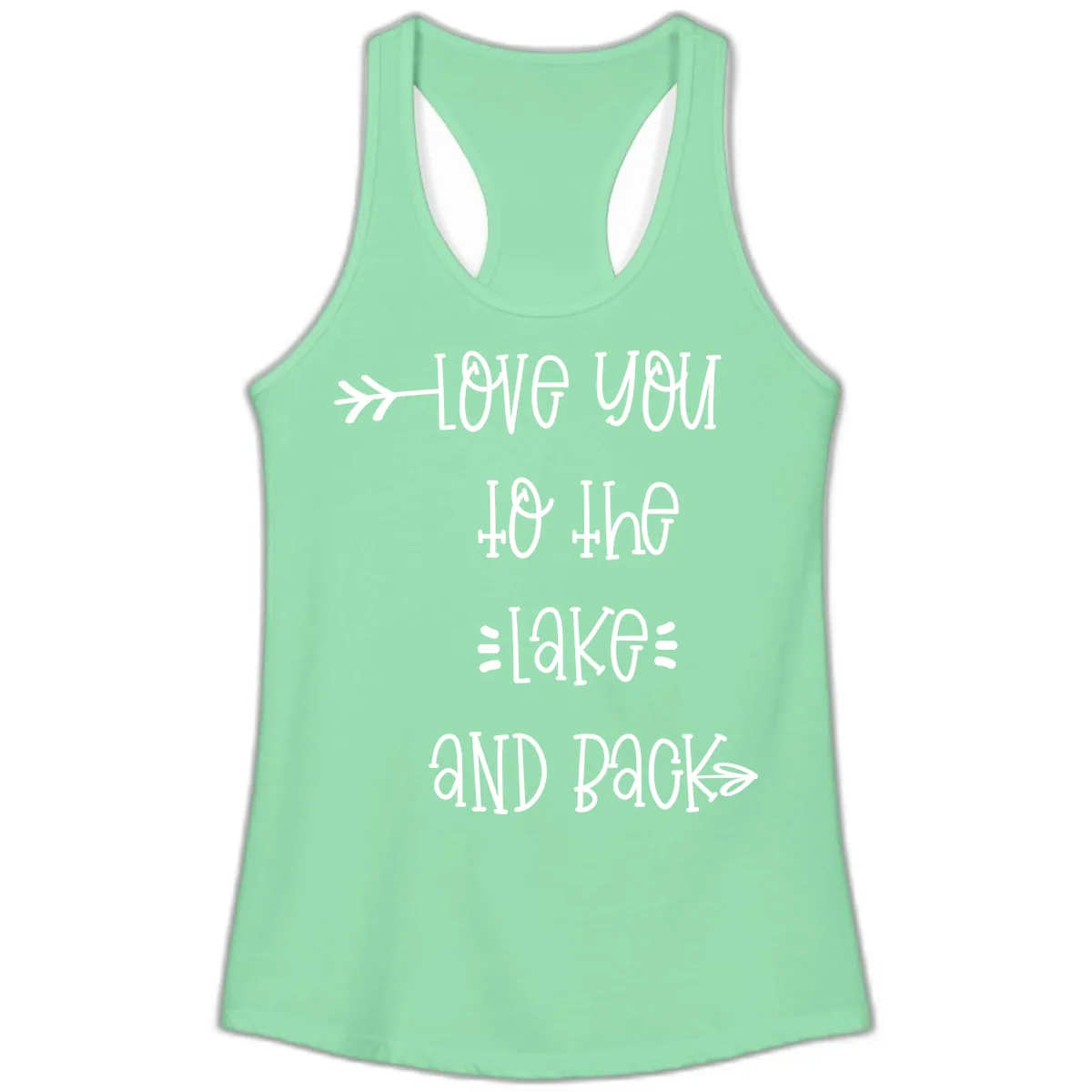 Love You To The Lake And Back Ladies Tank in Solid Mint