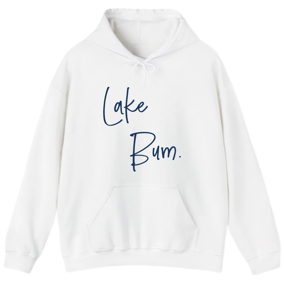 Lake Bum Script Design Hoodie in White