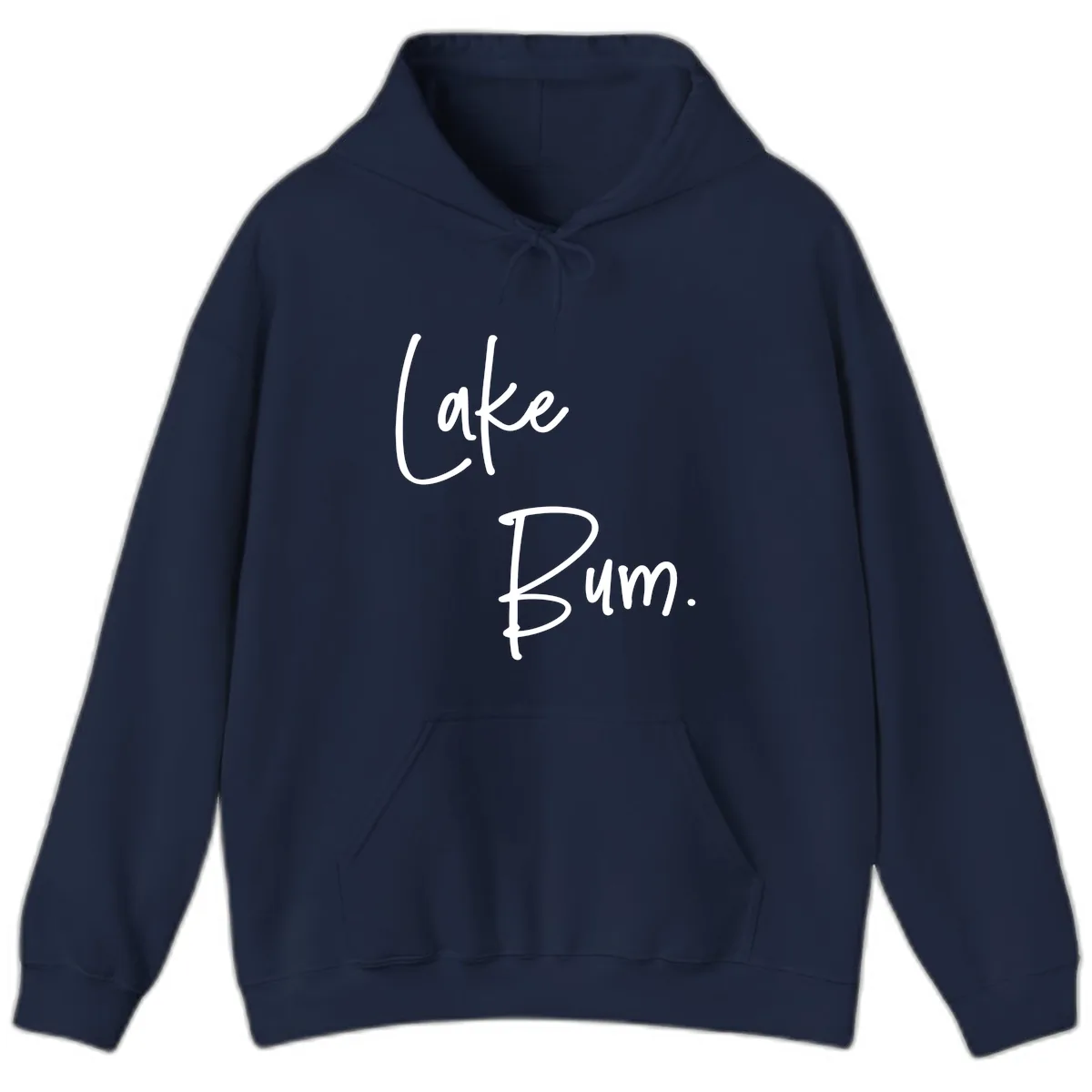 Lake Bum Script Design Hoodie in Navy