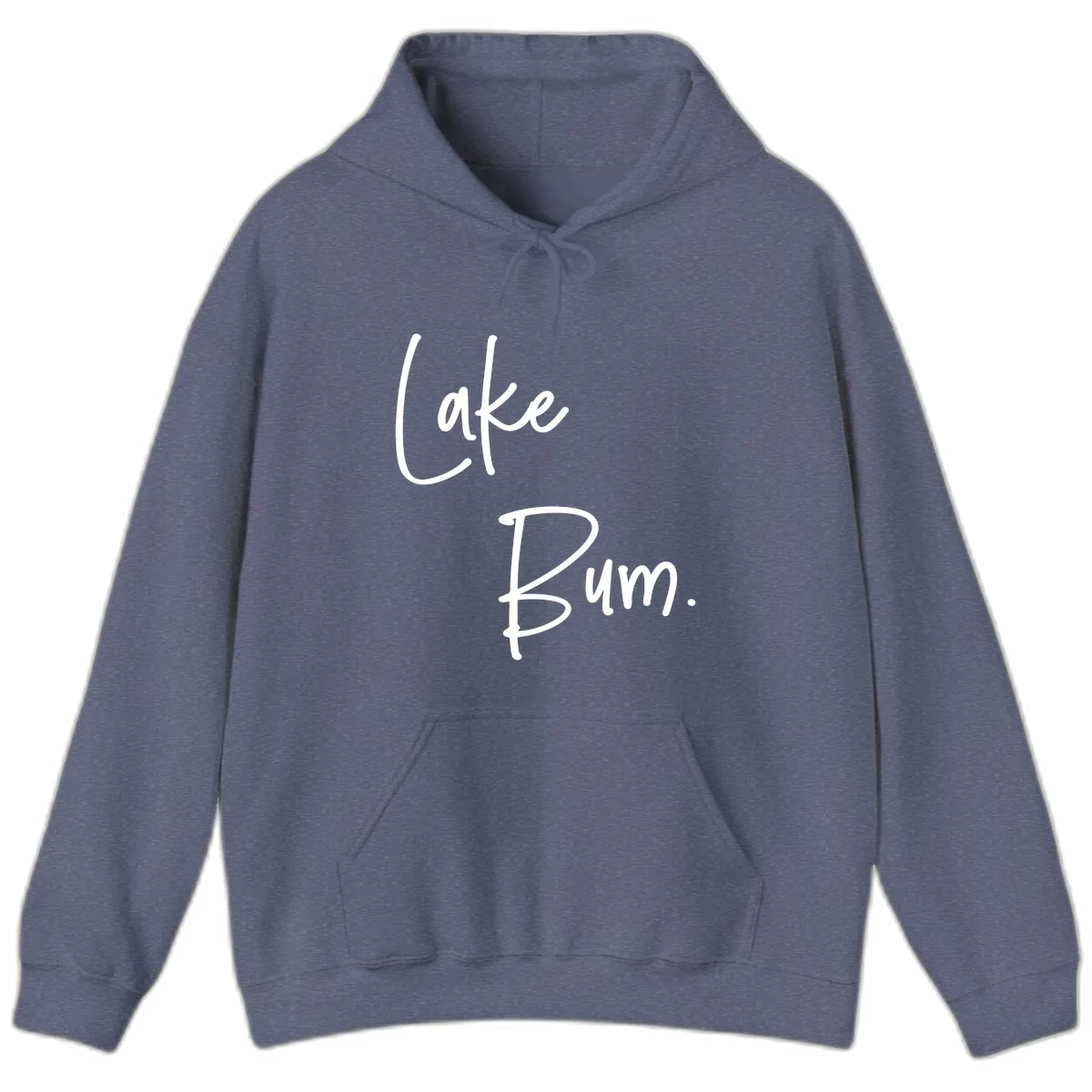 Lake Bum Script Design Hoodie in Heather Navy