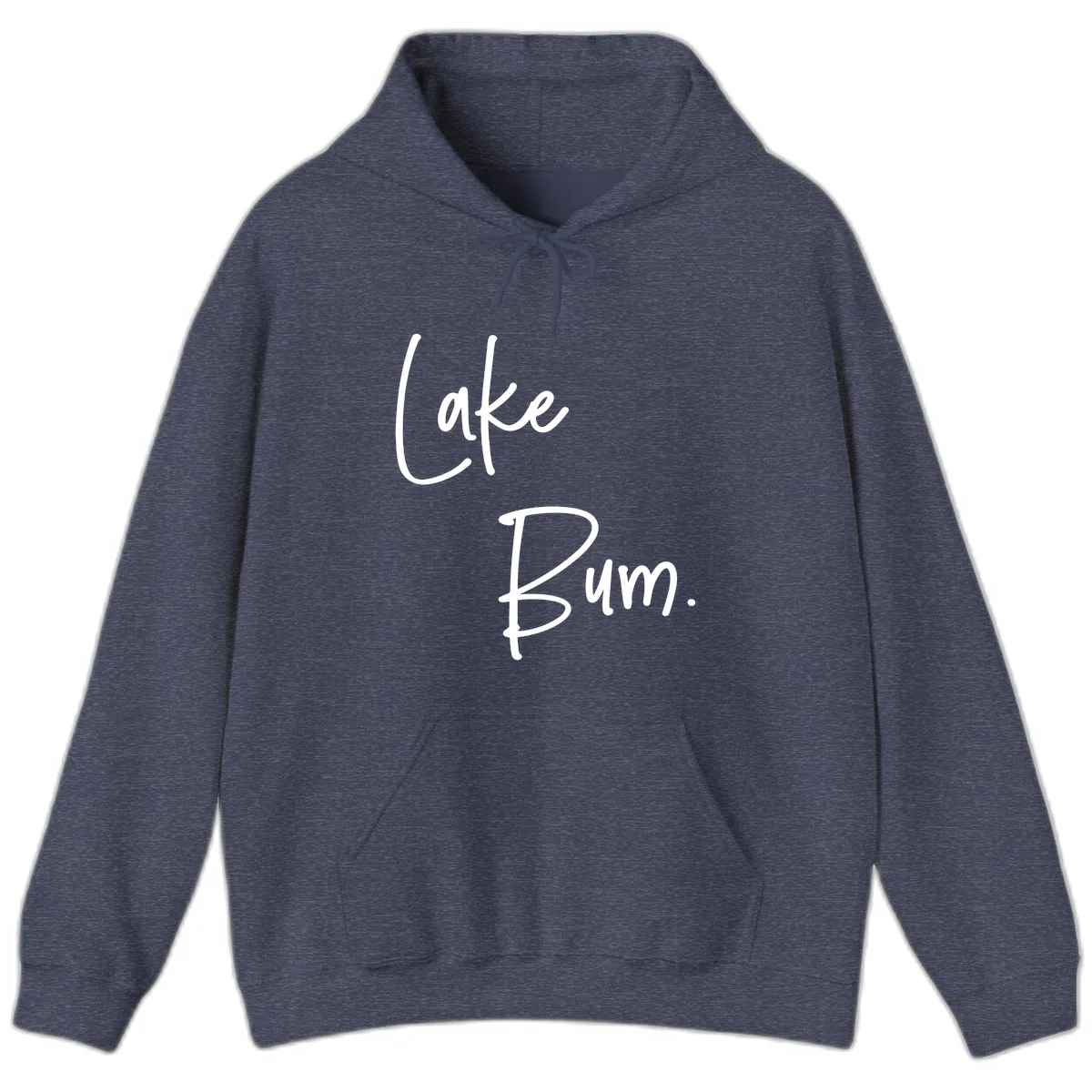 Lake Bum Script Design Hoodie in Heather Sport Dark Navy