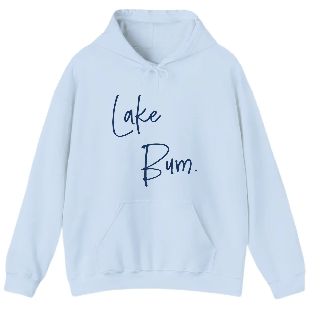 Lake Bum Script Design Hoodie in Light Blue