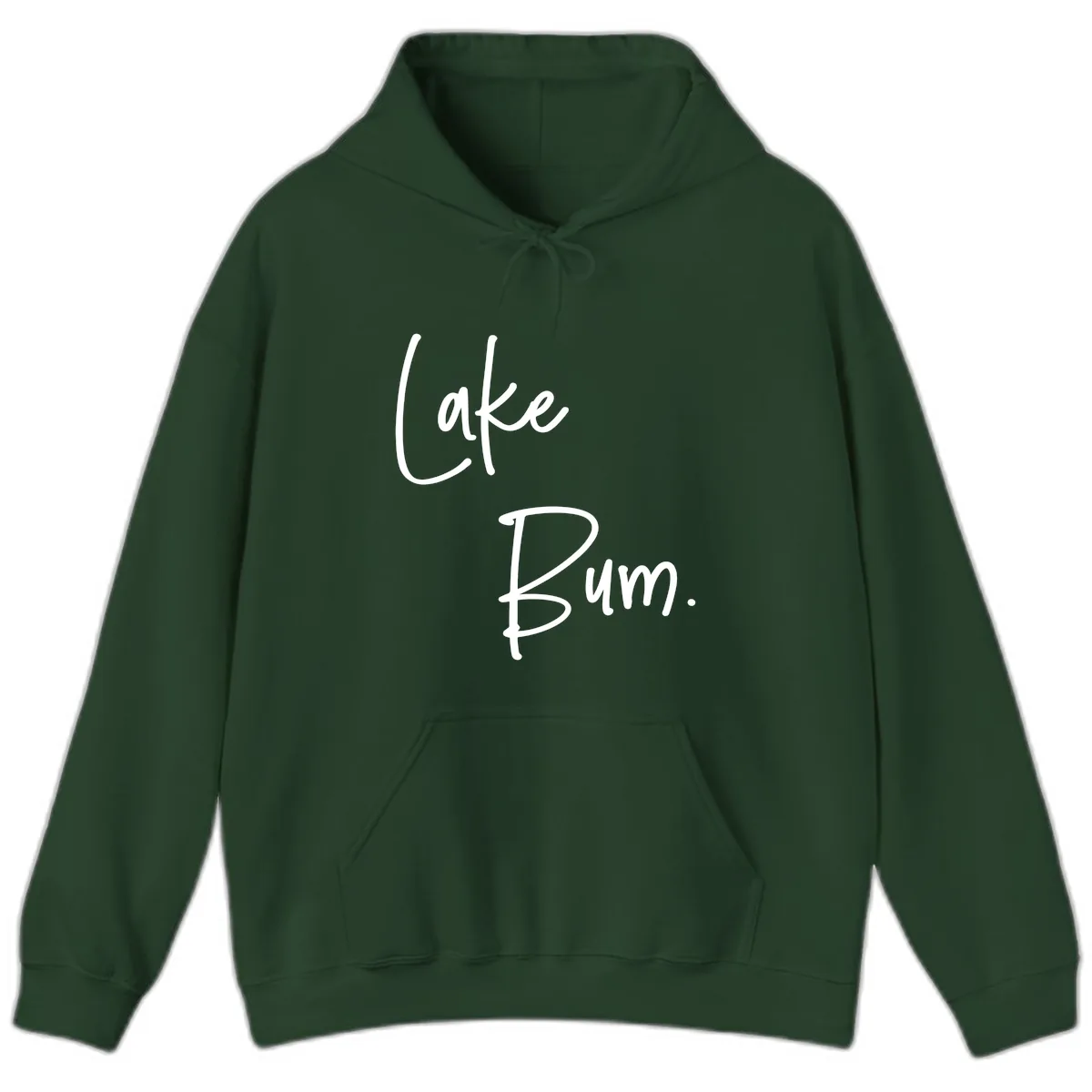 Lake Bum Script Design Hoodie in Forest Green