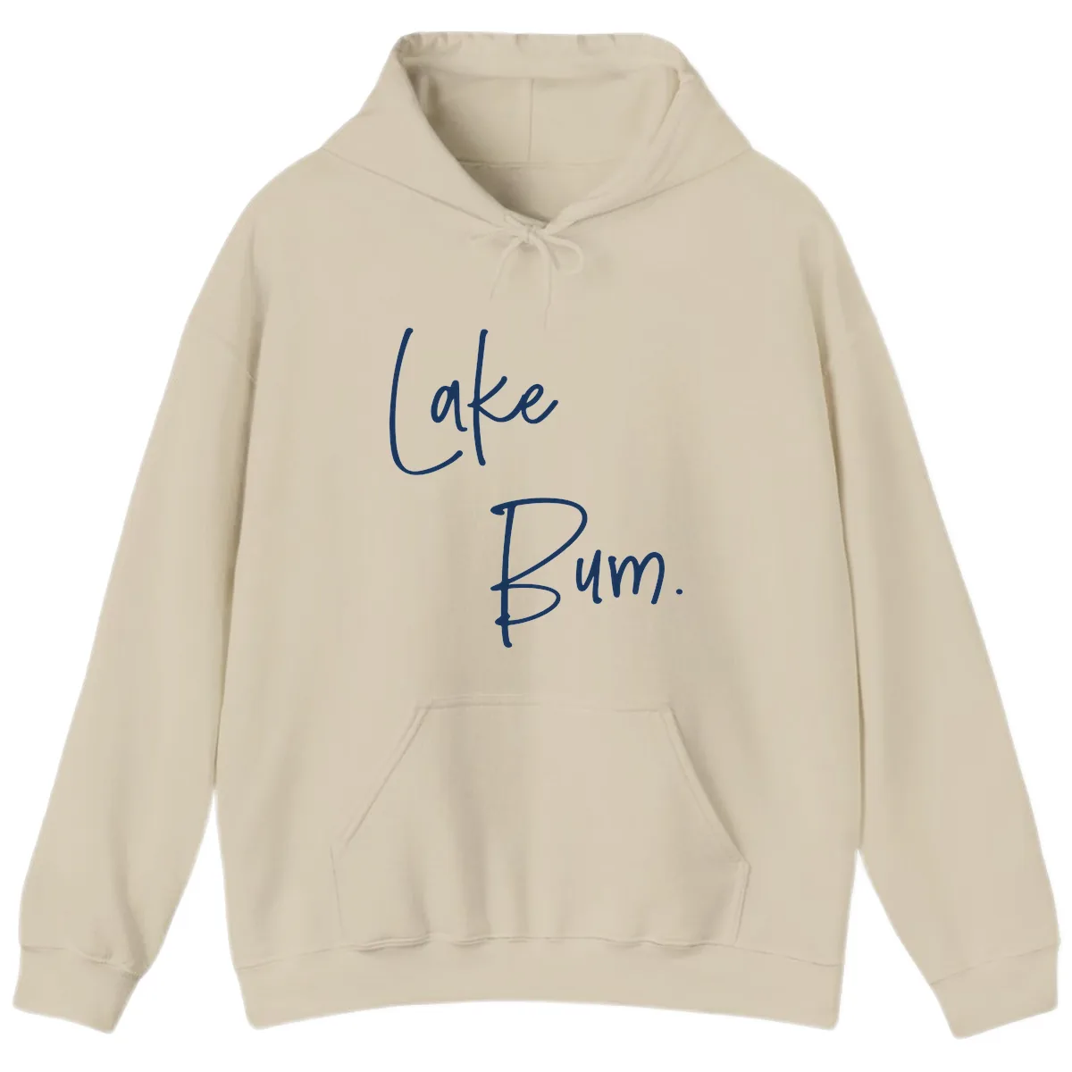 Lake Bum Script Design Hoodie in Sand