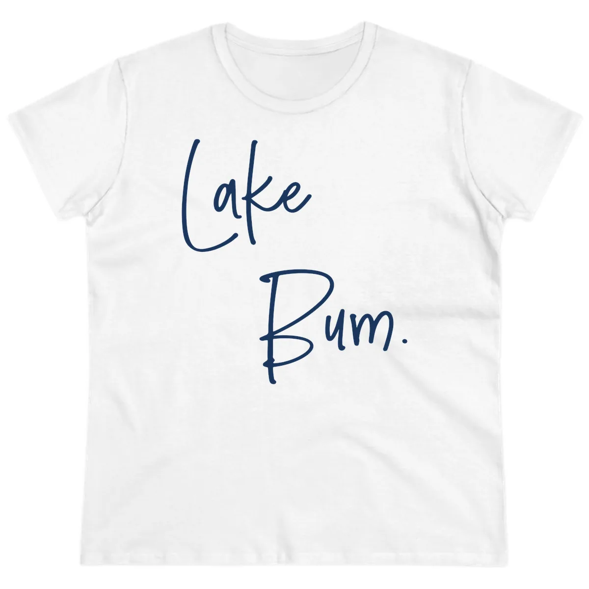 Lake Bum Script Design Ladies Tee in White