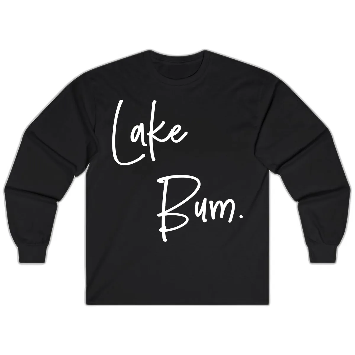Lake Bum Script Design Long Sleeve in Black