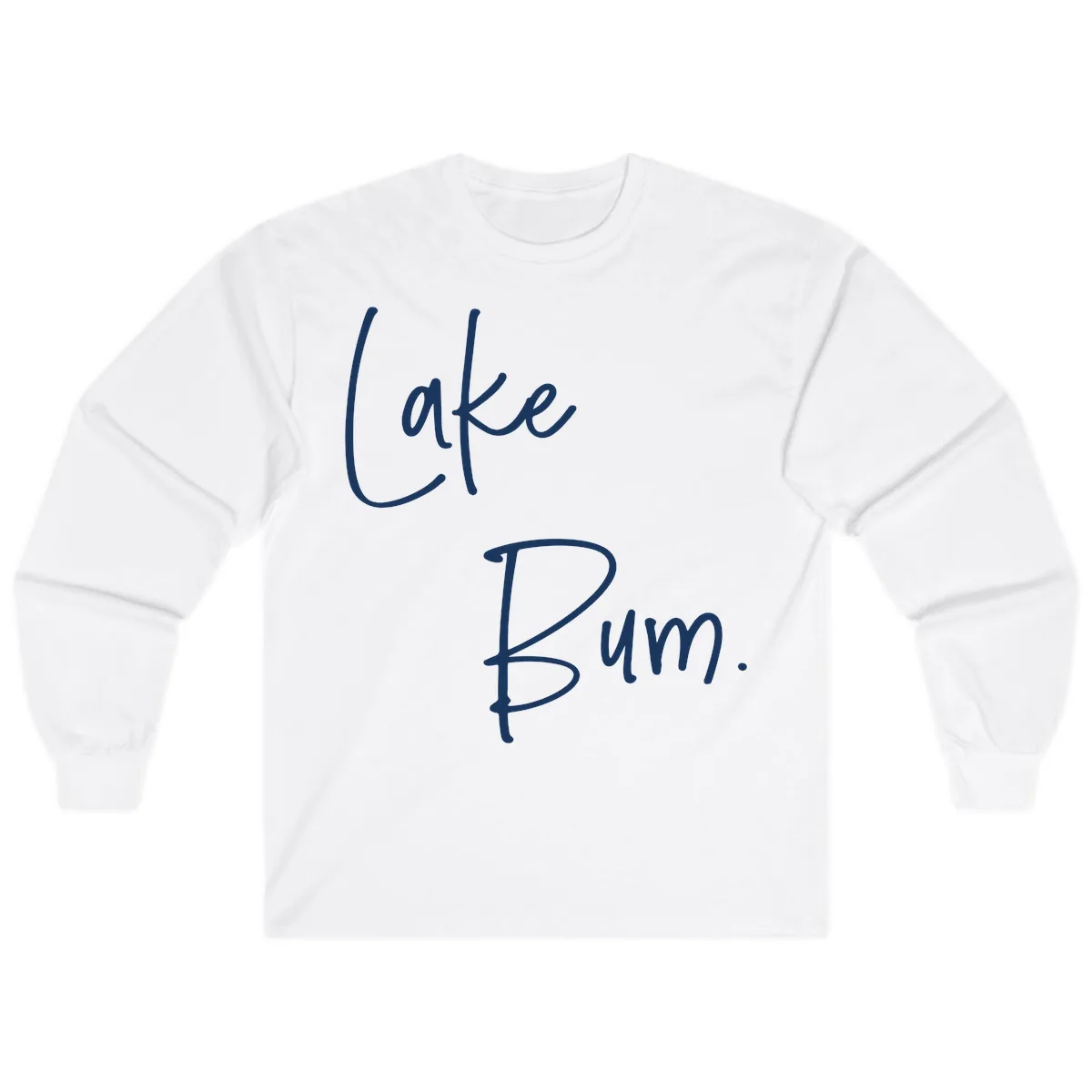 Lake Bum Script Design Long Sleeve in White