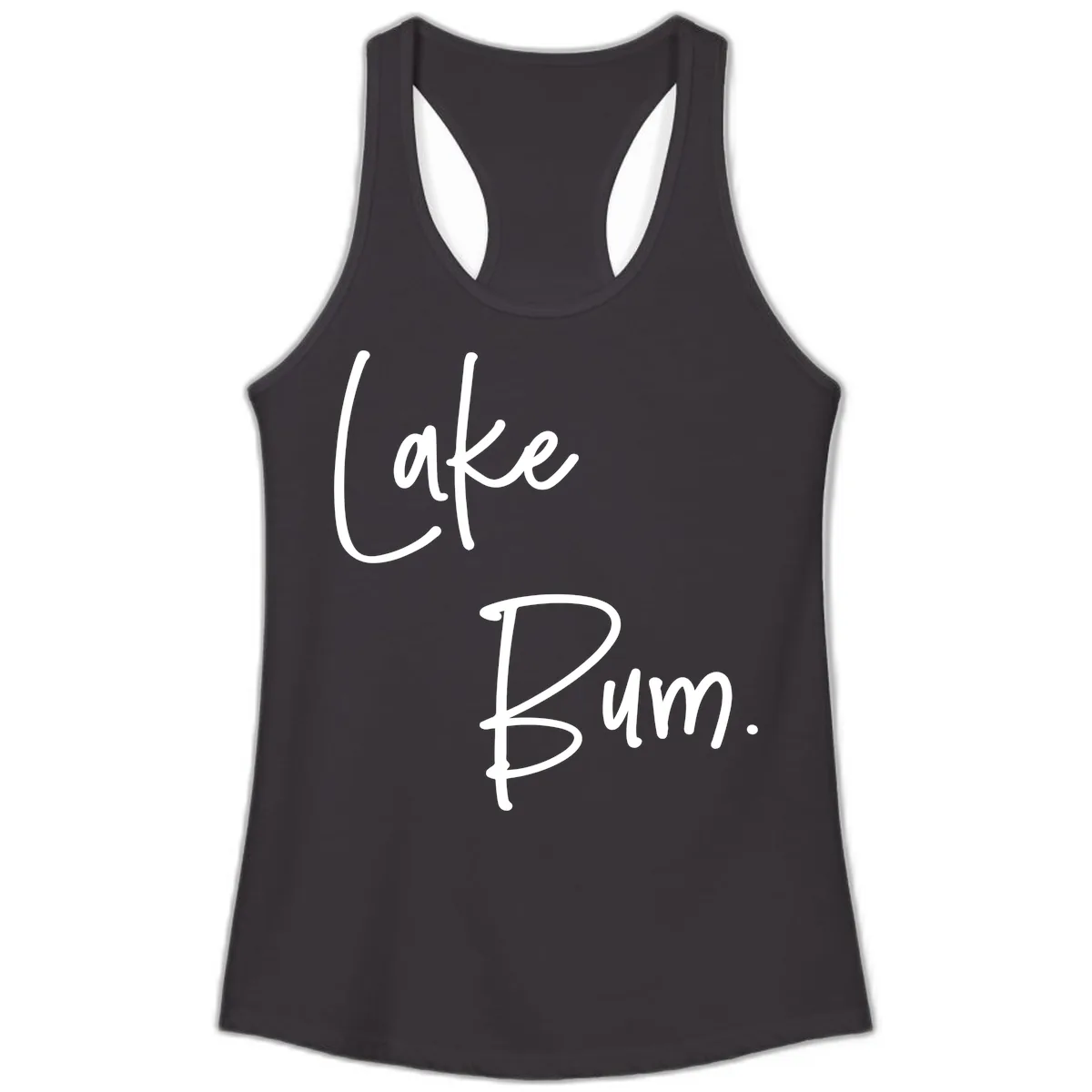 Lake Bum Script Design Ladies Tank in Black