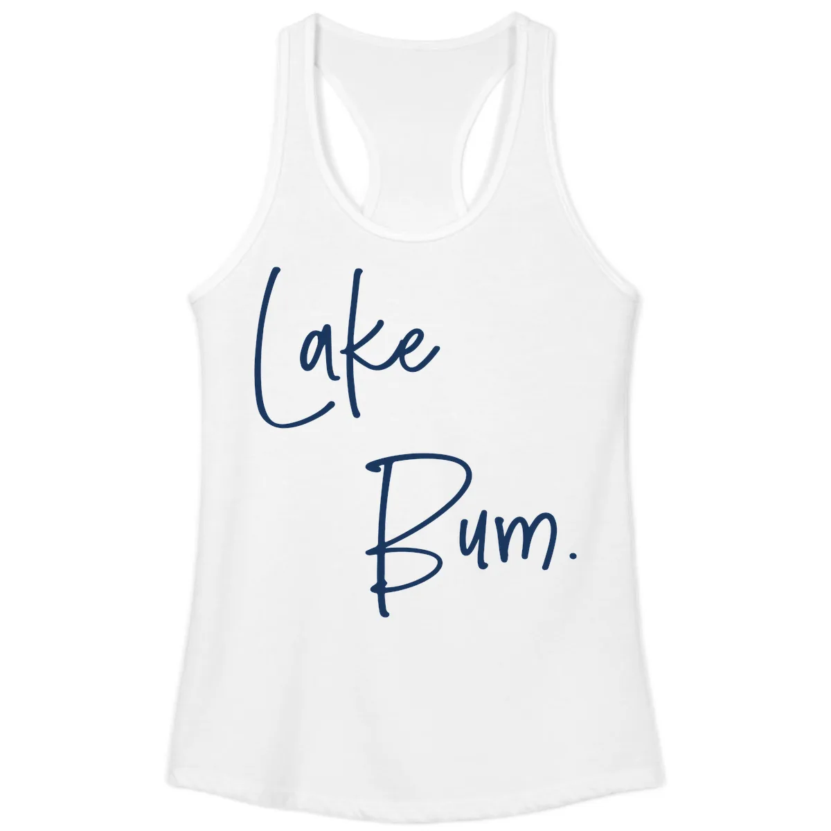 Lake Bum Script Design Ladies Tank in White