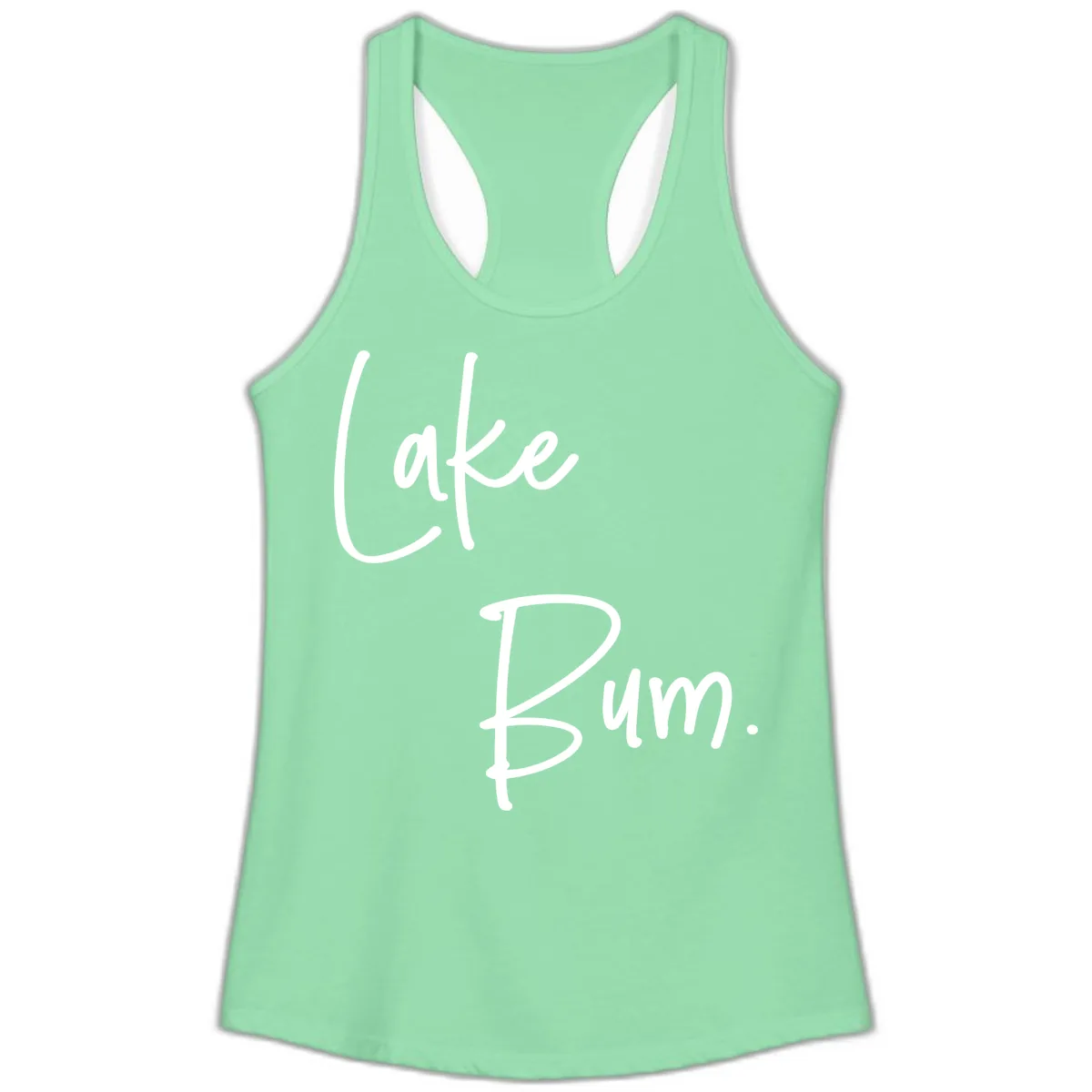 Lake Bum Script Design Ladies Tank in Solid Mint