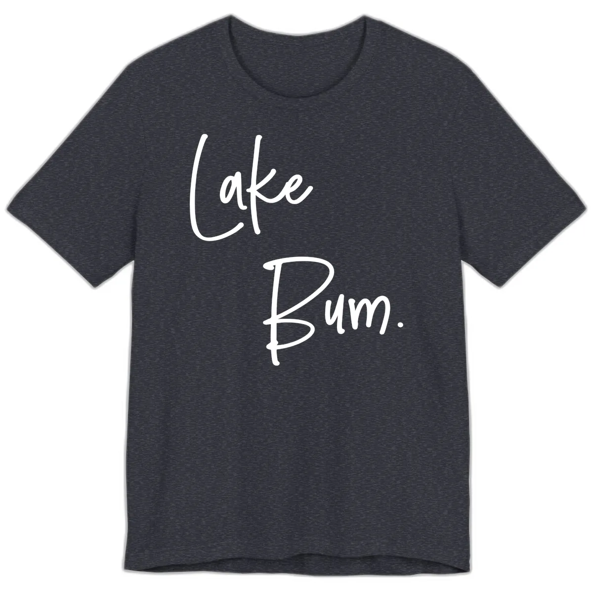 Lake Bum Script Design Premium T-Shirt in Heather Navy