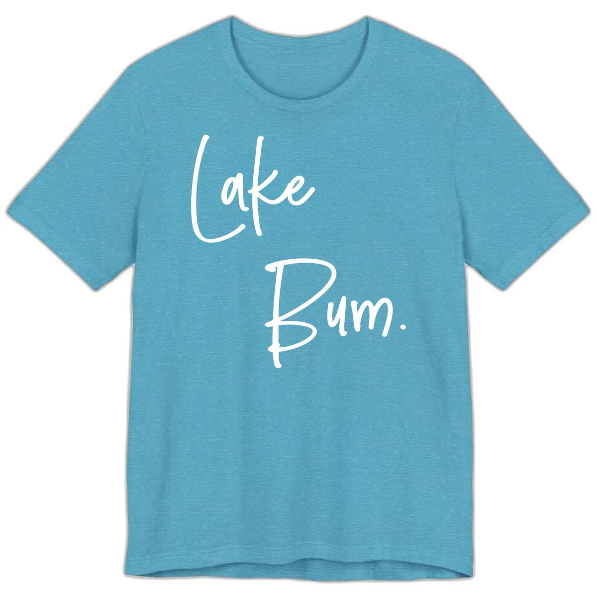 Lake Bum Script Design Premium T-Shirt in Heather Aqua