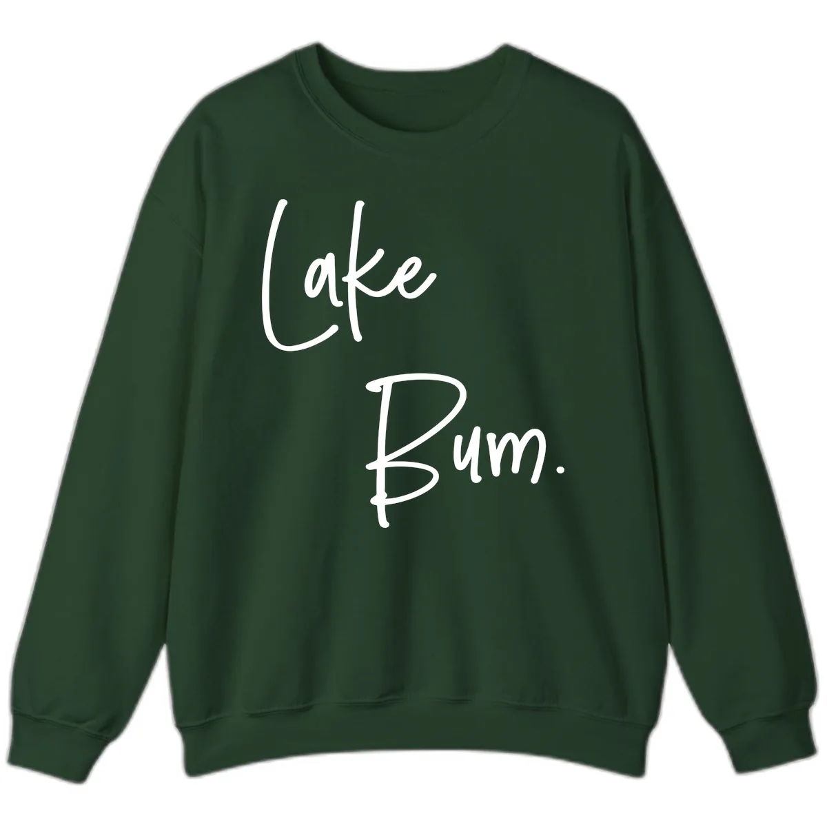 Lake Bum Script Design Sweatshirt in Forest Green