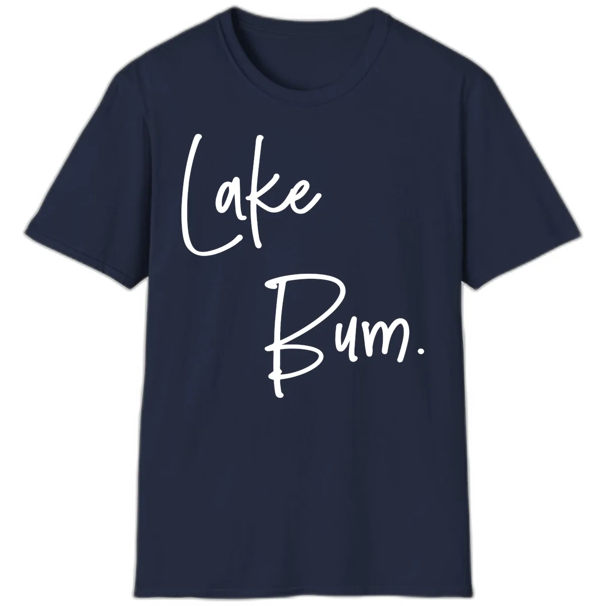 Lake Bum Script Design T-Shirt in Navy