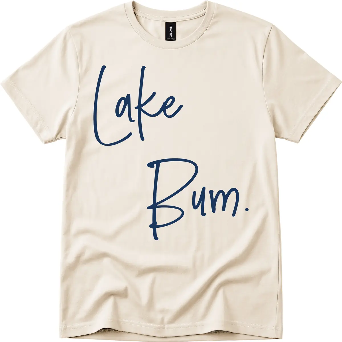 Lake Bum Script Design T-Shirt in Natural