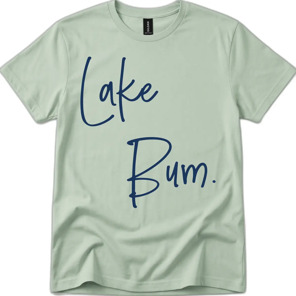 Lake Bum Script Design T-Shirt in Sage