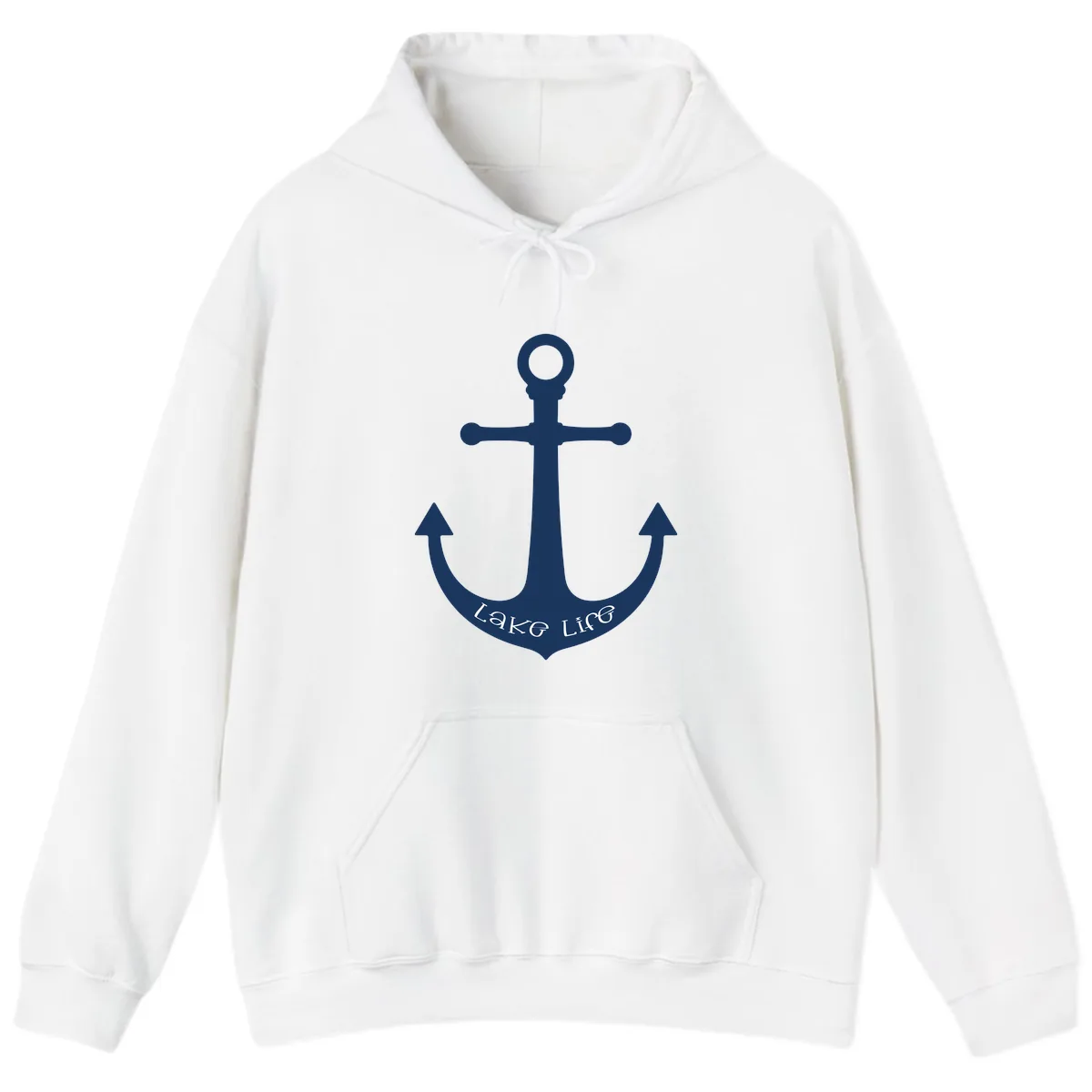Lake Life Anchor Design Hoodie in White