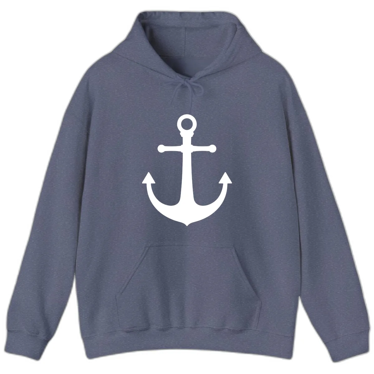 Lake Life Anchor Design Hoodie in Heather Navy