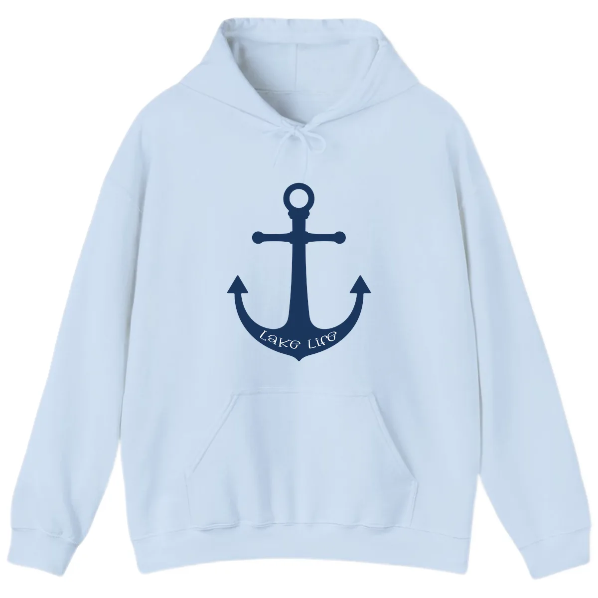 Lake Life Anchor Design Hoodie in Light Blue