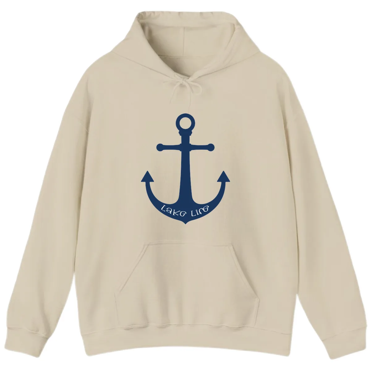 Lake Life Anchor Design Hoodie in Sand