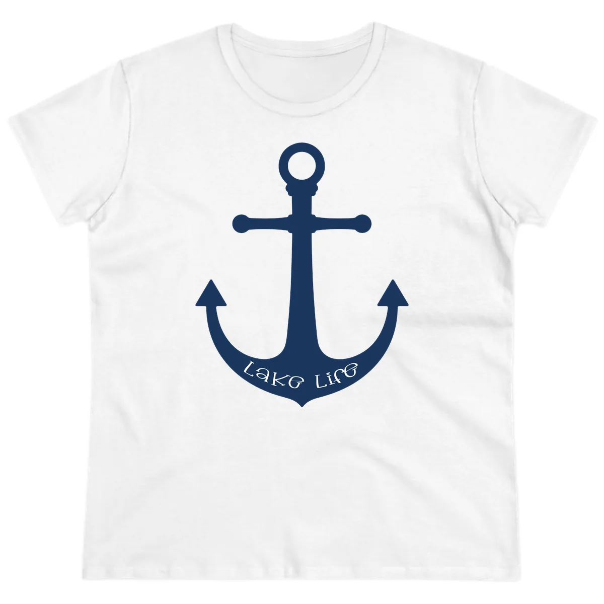 Lake Life Anchor Design Ladies Tee in White