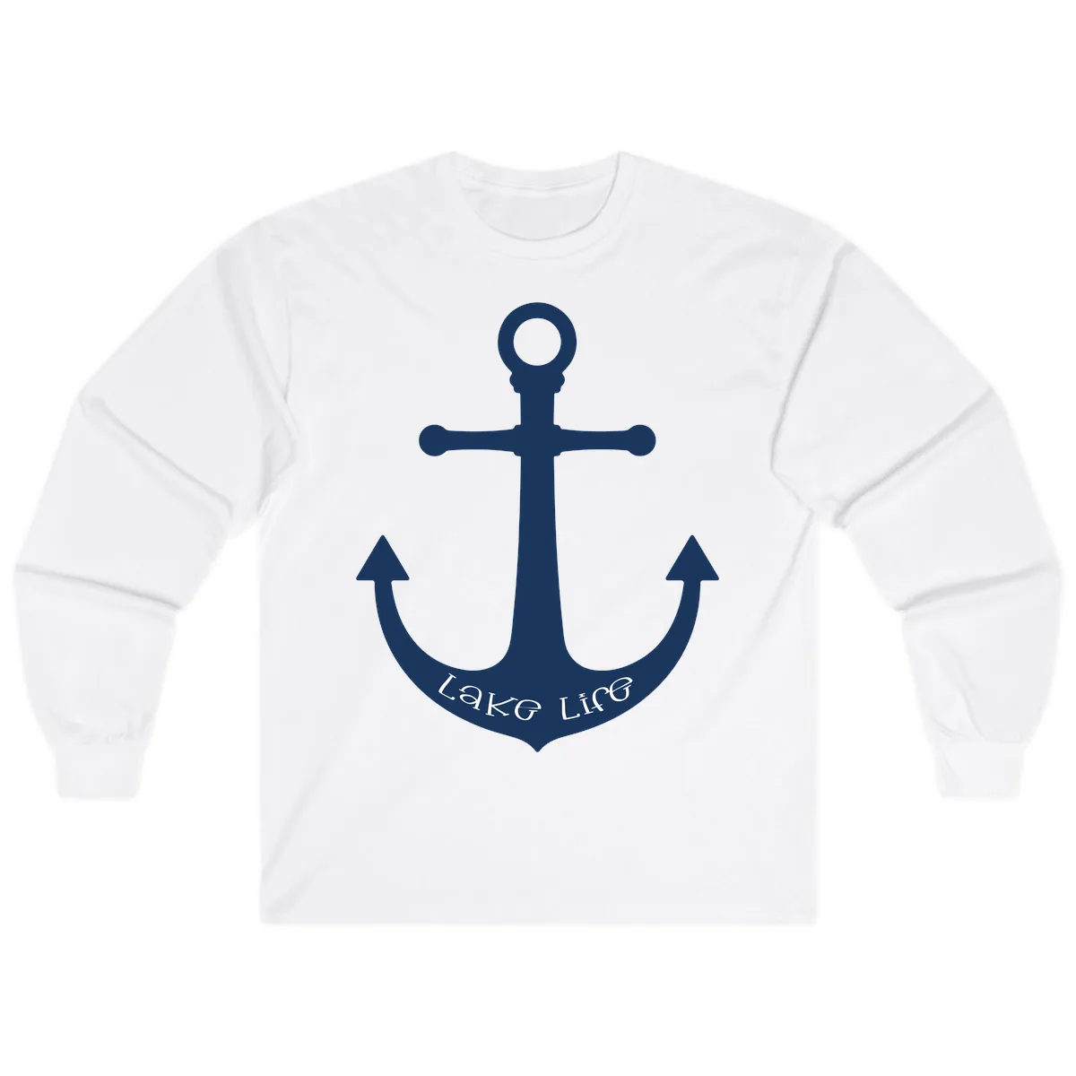 Lake Life Anchor Design Long Sleeve in White