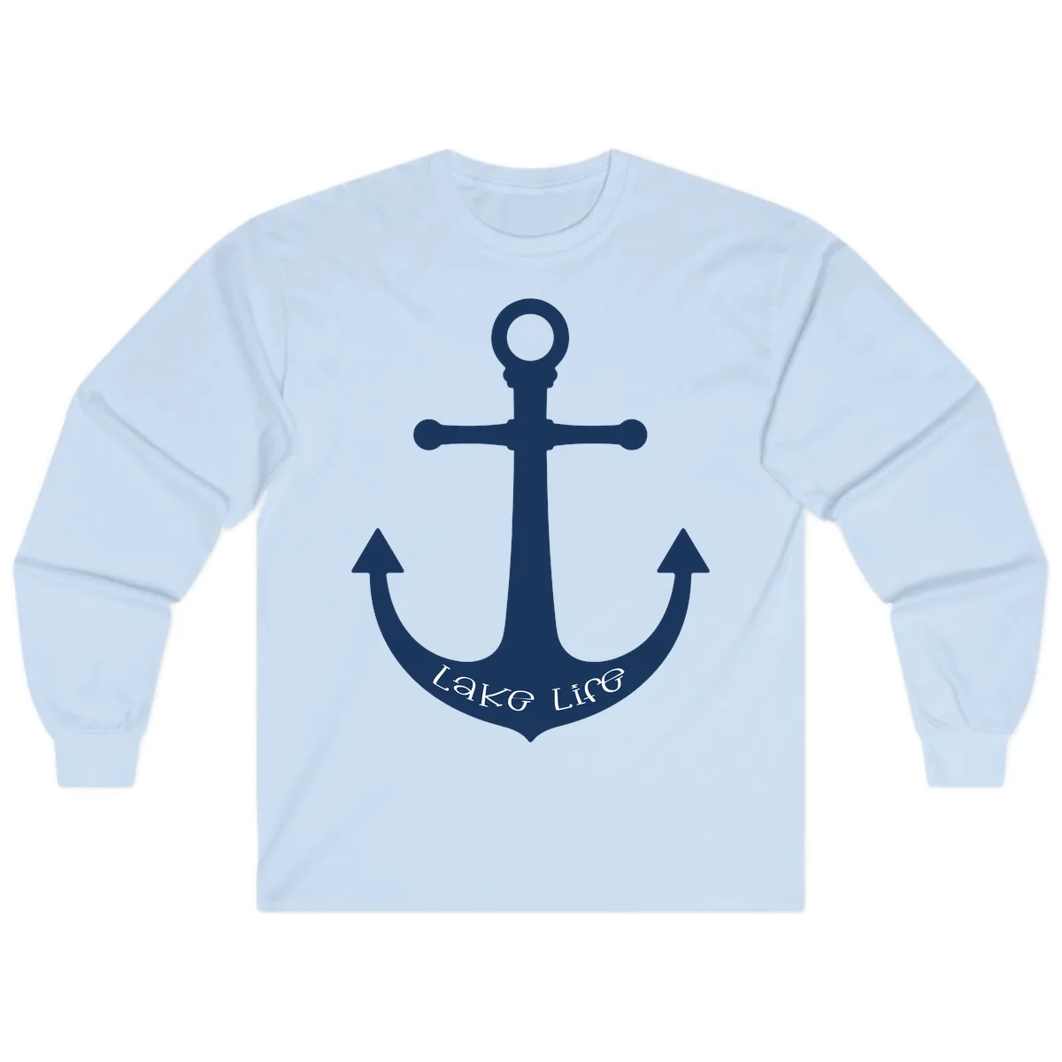 Lake Life Anchor Design Long Sleeve in Light Blue