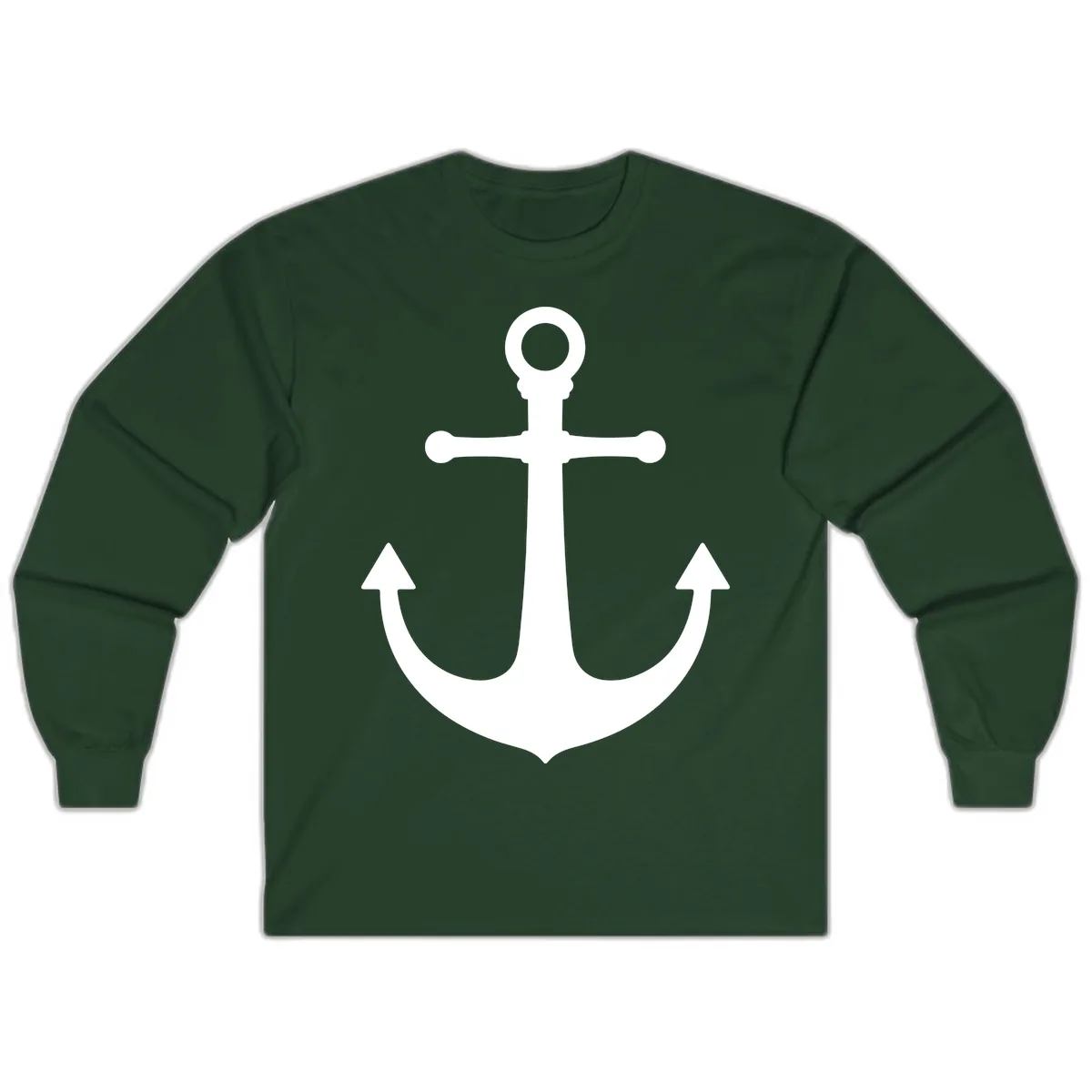 Lake Life Anchor Design Long Sleeve in Forest Green