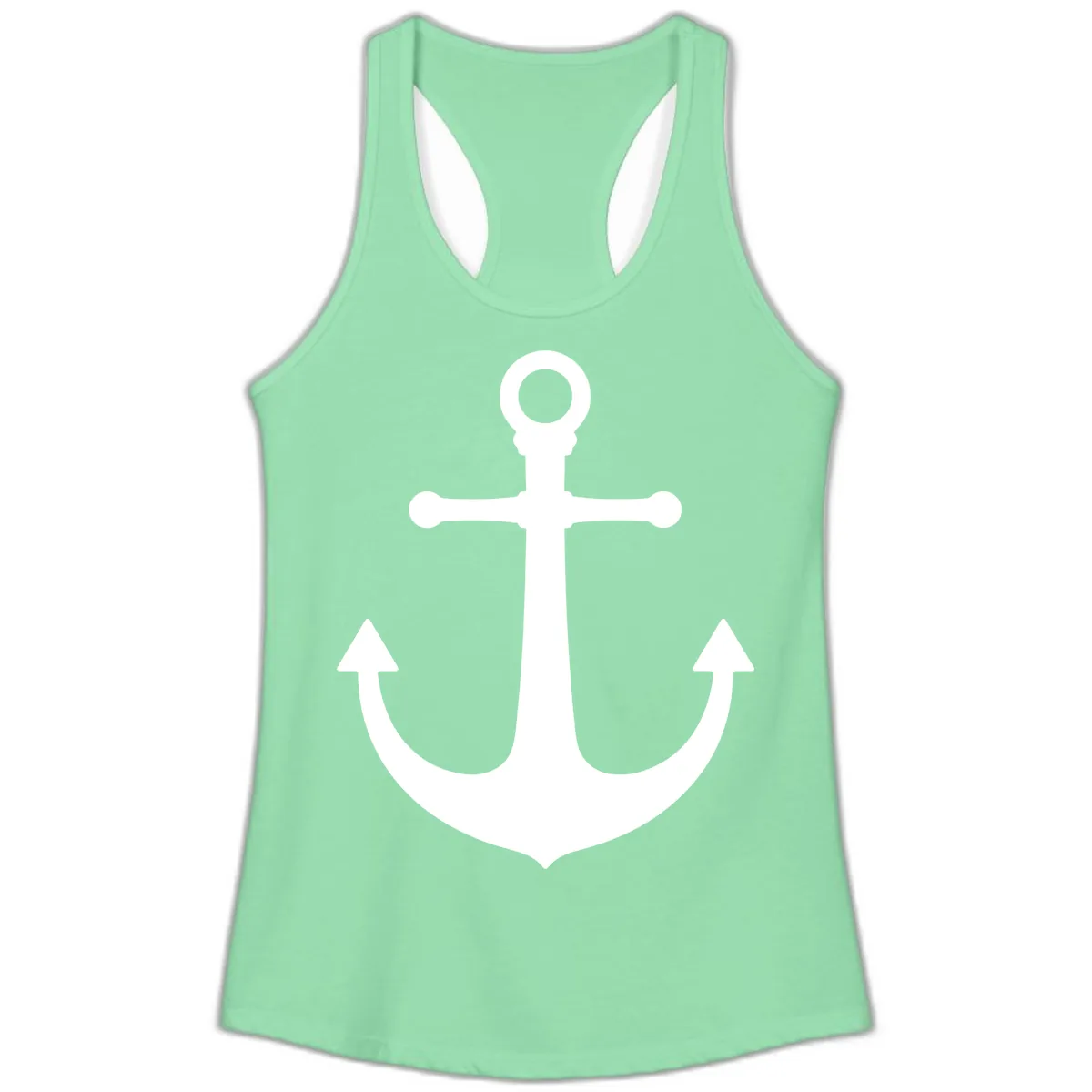 Lake Life Anchor Design Ladies Tank in Solid Mint