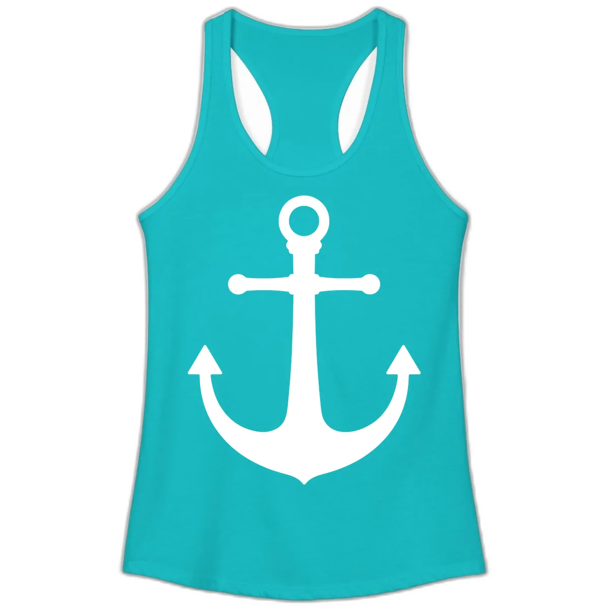 Lake Life Anchor Design Ladies Tank in Tahiti Blue