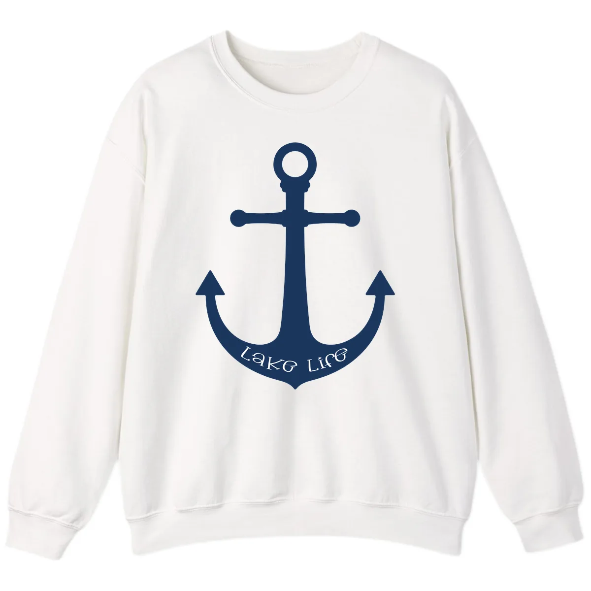 Lake Life Anchor Design Sweatshirt in White
