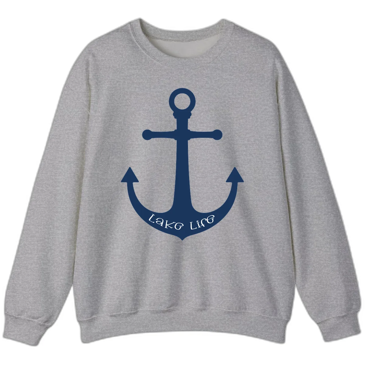 Lake Life Anchor Design Sweatshirt in Sport Grey