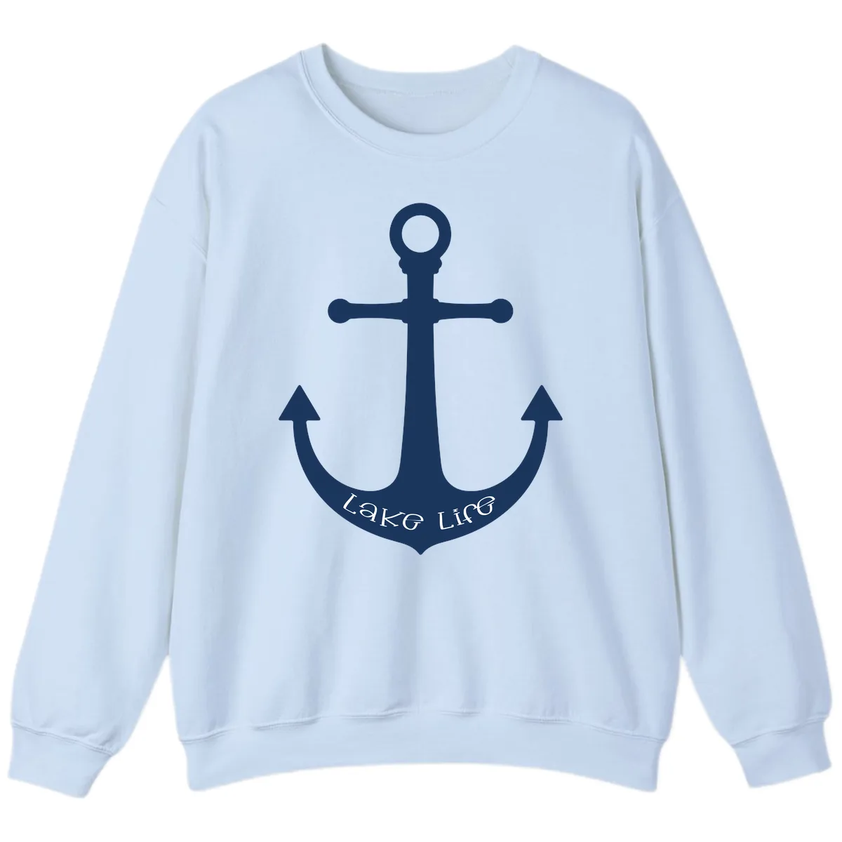 Lake Life Anchor Design Sweatshirt in Light Blue