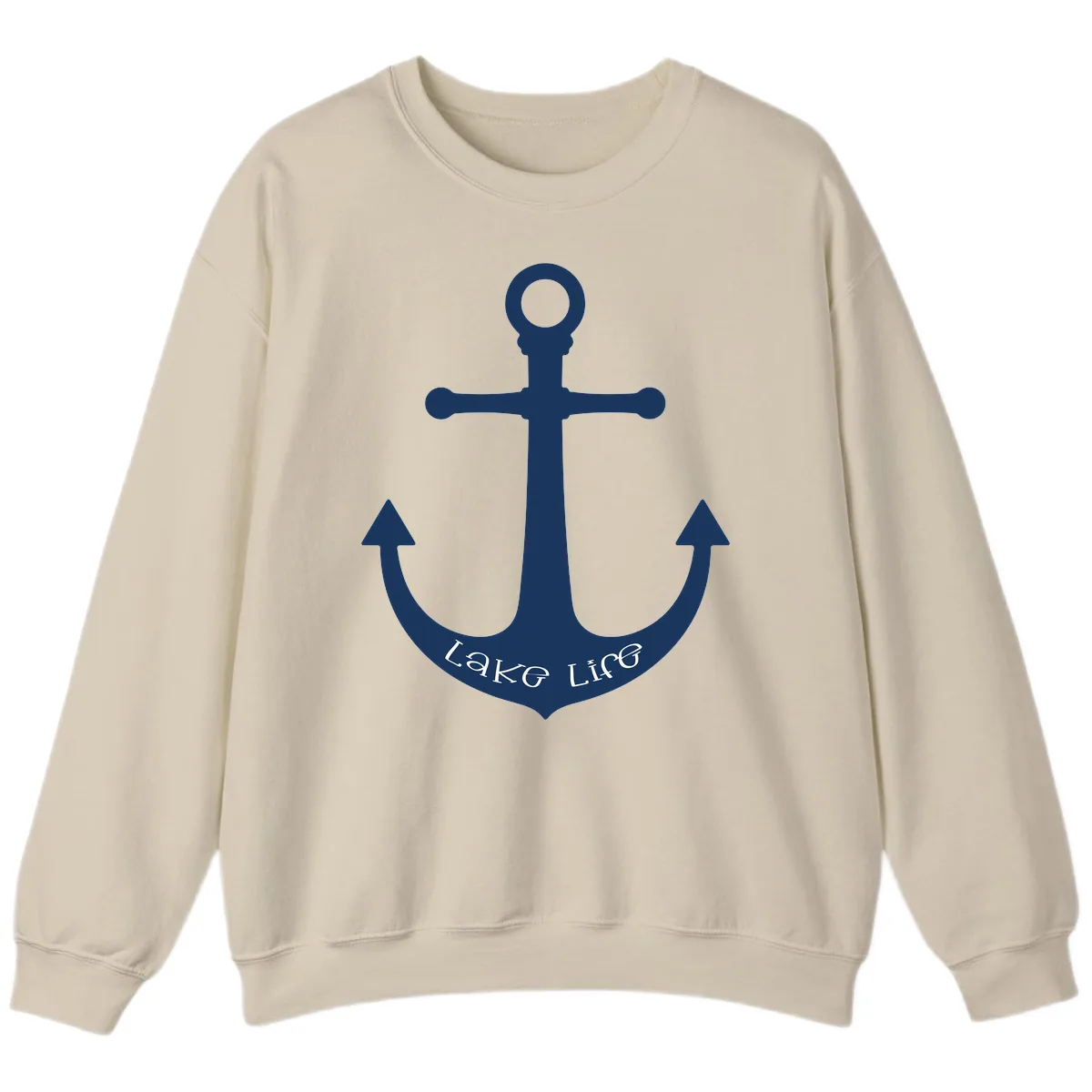 Lake Life Anchor Design Sweatshirt in Sand