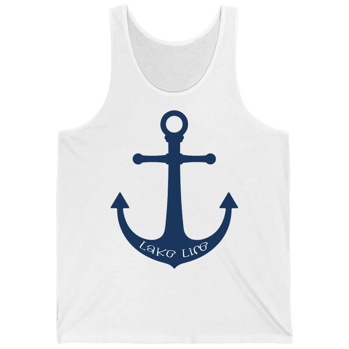Lake Life Anchor Design Tank in White