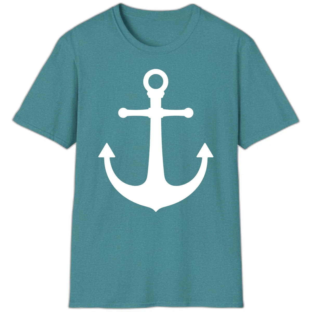 Lake Life Anchor Design T-Shirt in Heather Galapagos Blue