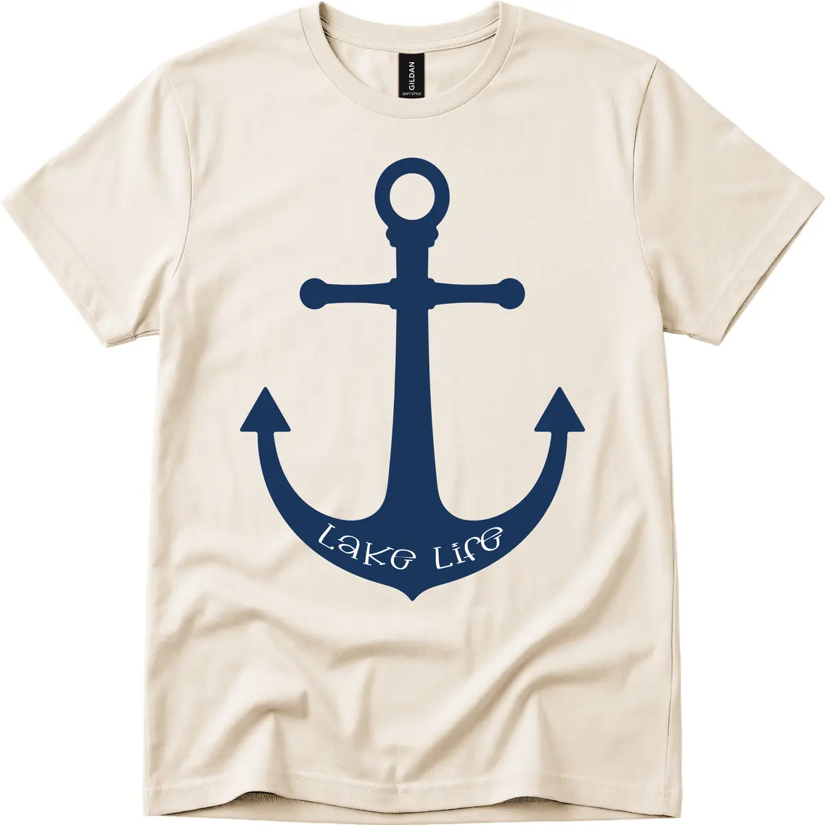 Lake Life Anchor Design T-Shirt in Natural