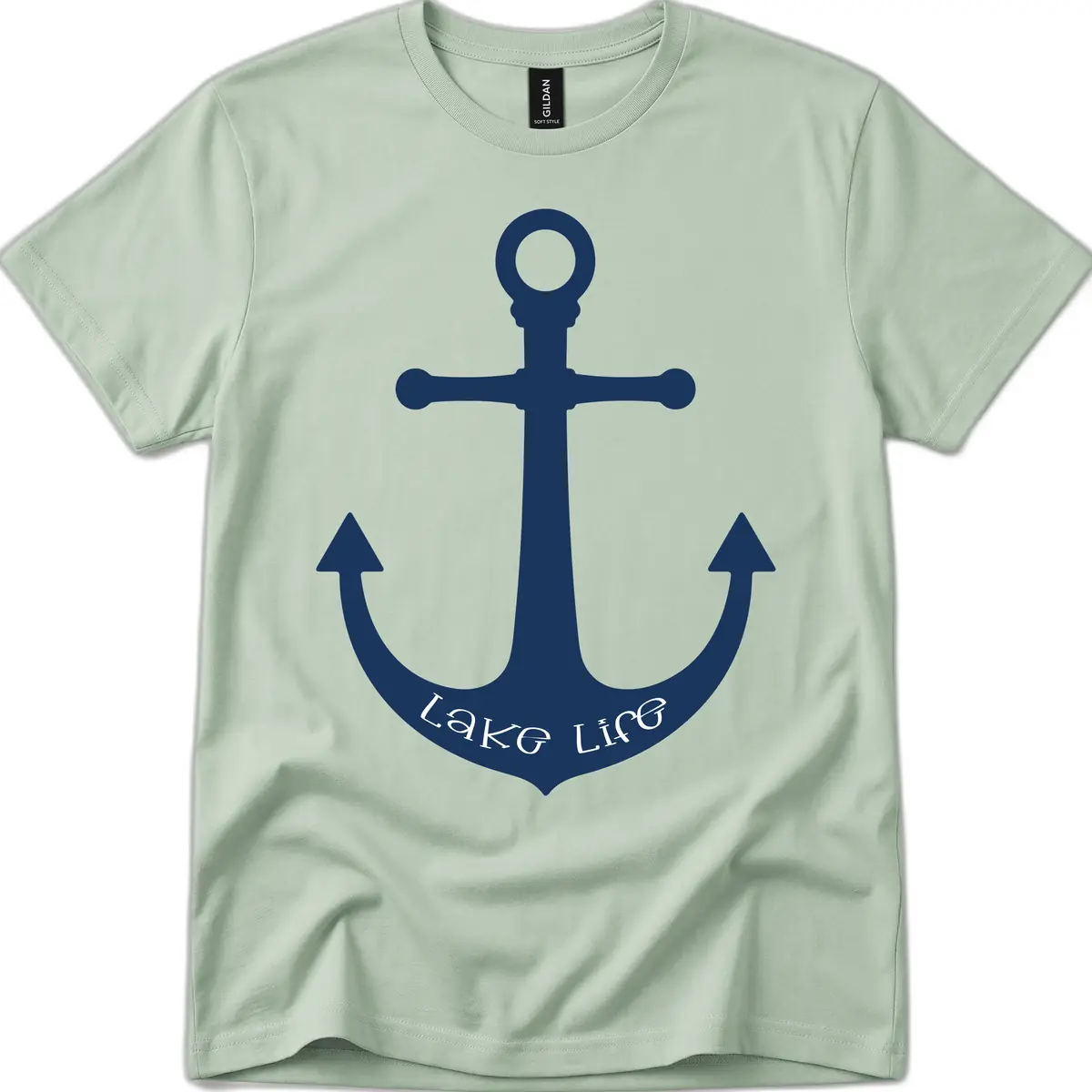 Lake Life Anchor Design T-Shirt in Sage